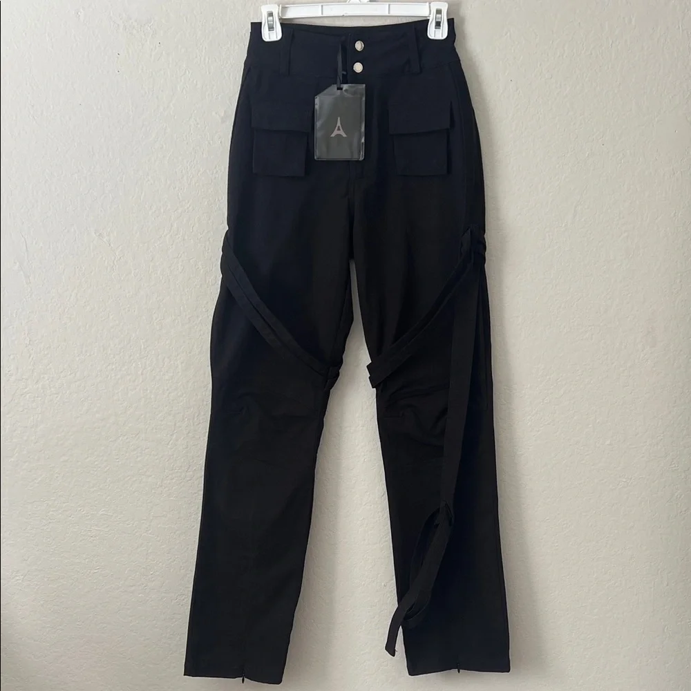 NWT MANIERE DE VOIR Carpenter Cargo Trousers Black Pants in Size 4 - Picture 4 of 16